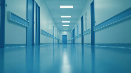 Obraz premium A Hospital Hallway Highlighting the Motion of Healthcare Professionals and Crisp Foreground Details 