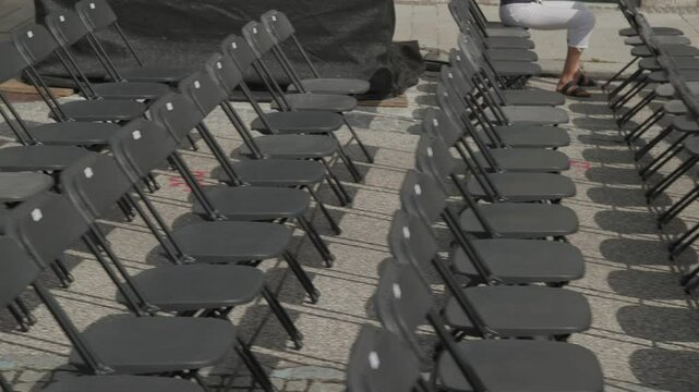 rows with audience seats at open air event