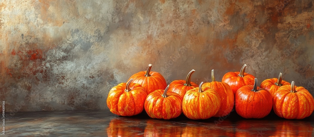 Poster thanksgiving day greeting card featuring pumpkins on a textured backdrop with ample copy space for a