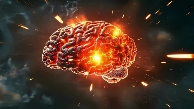 Creativity concept with a brain exploding in colors. Mind blown concept