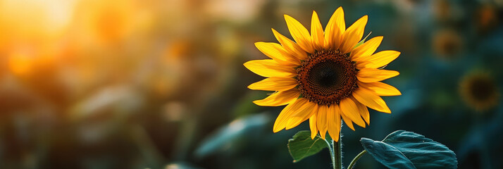 Fototapeta premium Vibrant Sunflower in the Golden Hour