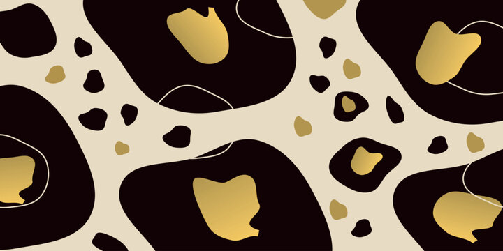 Abstract gold and  black background with simple shapes .Hand drawn shapes and lines ,doodle backdrop 