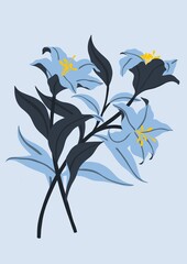 Lilie, blau, abstrakt Illustration