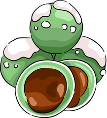 Klepon Indoneisia Traditional Food. Hand drawn traditional food from Indonesia.. Asian traditional snacks.