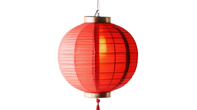 Elegant Bright Red Decorative Paper Lantern Enhancing Festive Atmosphere for Celebrations and Events.