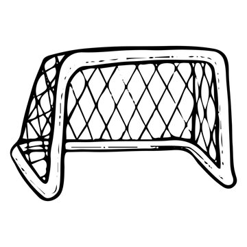 black and white hockey goal sketch clip art preview