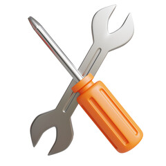 Hammer and screw 3d render icon for labour day celebration