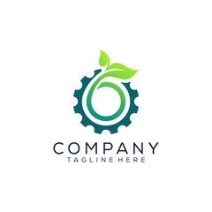 Abstract gear leaf logo design