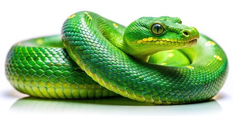 Fototapeta premium Urban exploration reveals a vibrant green snake, the unexpected 2025 New Year symbol.