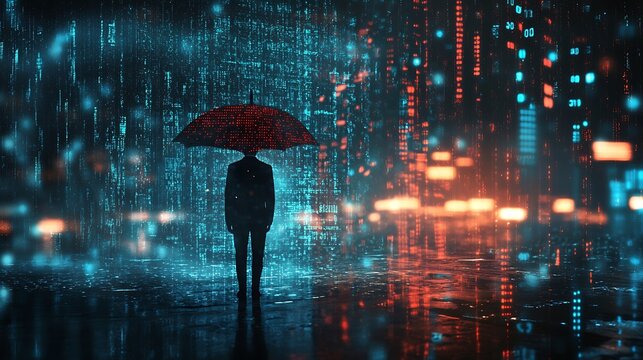 protecting from a storm of abstract digital information and challenges concept
