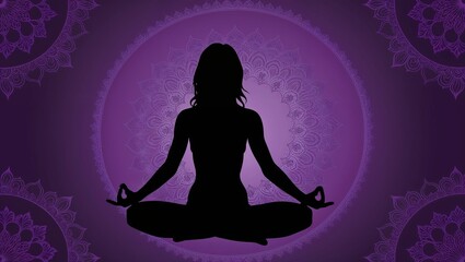 Silhouette of a Woman in Yoga Lotus Position: A Peaceful and Serene Depiction of Meditation, Mindfulness, and Inner Balance