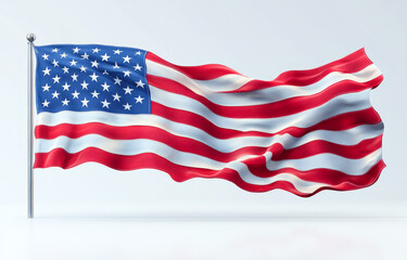 Obraz premium American flag in strong, waving motion. Waving American flag showcasing vibrant red, white, and blue colors in a bright setting