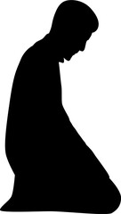 Muslim man praying character silhouette. Silhouette or illustration of a Muslim praying. Praying symbol illustration.