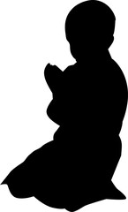 Muslim kids praying character silhouette. Silhouette or illustration of a Muslim praying. Praying symbol illustration.