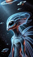 Naklejka premium Imaginary design of aliens using artificial intelligence