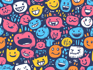 seamless pattern with faces