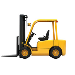 Empty Yellow Forklift Isolated on a White Background for Industrial Use Transparent Background