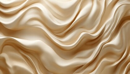 Obraz premium Beige Satin Fabric, Elegant Folds, Silky Smooth Waves Background of Premium Fabric Texture.