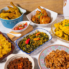 Variety of Indonesian dishes on the table