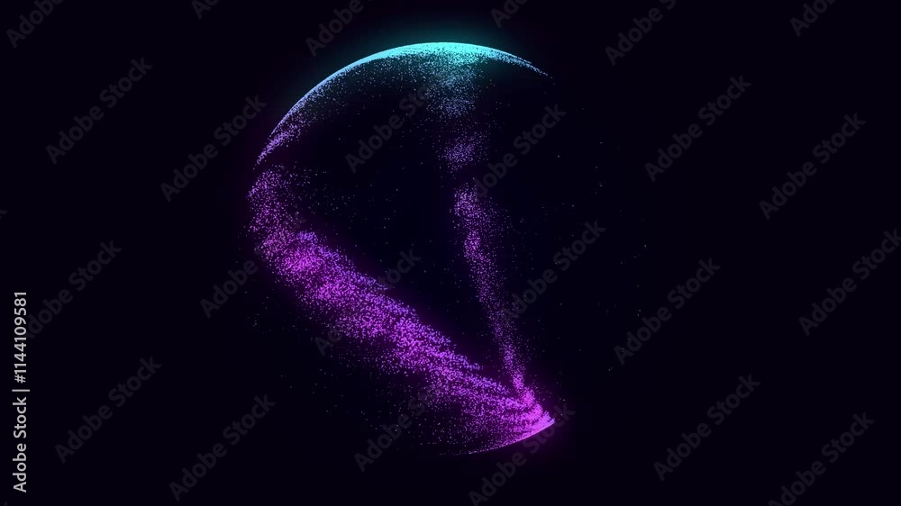 Poster Abstract technology sphere with connecting dots. Digital abstract network structure. 3D rendering. Seamless loop.