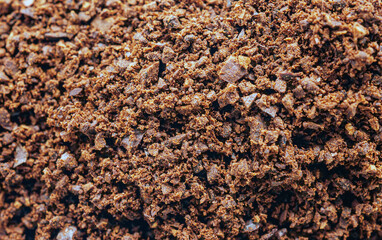 Ground coffee or  Roasted coffee powder background, Top view