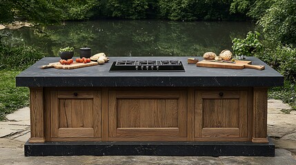 Outdoor Kitchen Island With Built In Stovetop