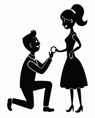 Romantic Proposal Silhouette of a Couple