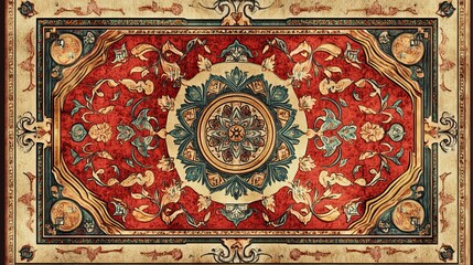Obraz premium Prayer Carpet, Islamic Muslim Prayer Mats Rug Janamaz design pattern illustration