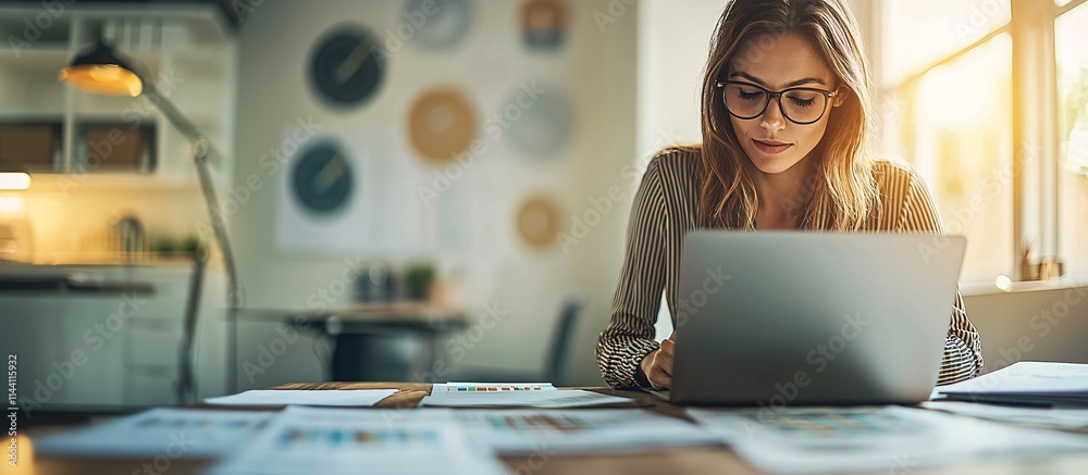 Aufkleber accountant reviewing spreadsheets on a laptop while preparing compliance reports in an office settin