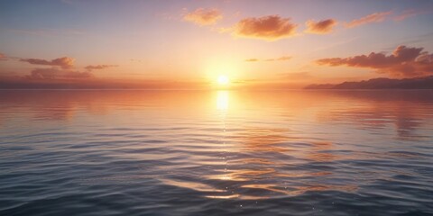 Obraz premium Abstract watercolor sunrise reflecting on tranquil ocean surface , stroke, design