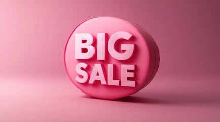 3D render of an icon with the text "BIG SALE", minimalistic, cute, and adorable style