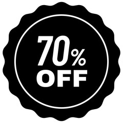 70 percent discount sticker or label 