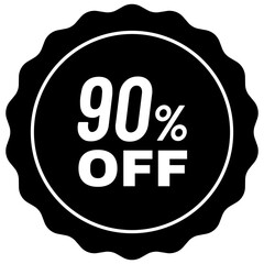 90 percent off discount icon