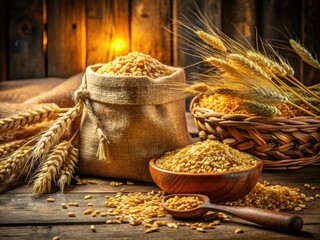 Golden oats, wheat, and bread flour await your harvest.