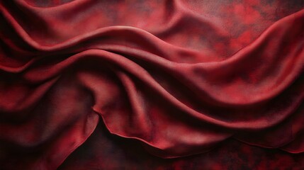 Fototapeta premium Red fabric draped in elegant waves.