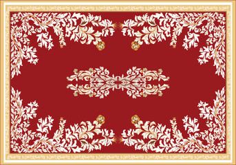 Persian rug original Design Oreintal Flora Damasks embroidery, Persian style. art ornament print.Design for carpet, cover.wallpaper, wrapping, fabric, clothing, tribal vector texture.