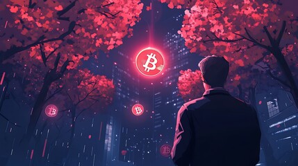 Nighttime urban forest a bitcoin enthusiast's crypto journey