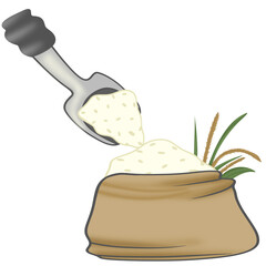 Rice in sack illustration 