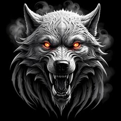 Close-Up of a Gothic Wolf in Shadows