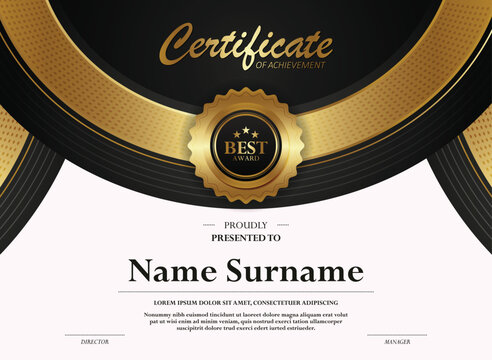 Dark gold achievement certificate design