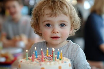 child with cake and candles