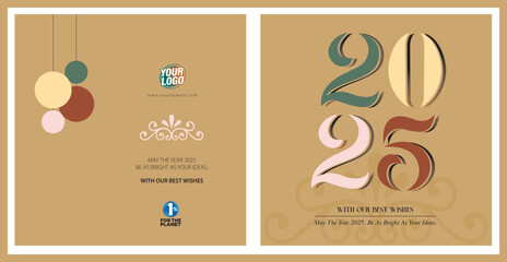 2025 New Year and premium wish card design. geometry circle shapes. Elegant card for event with simple abstract alpana style, flyer, web, cover, calendar, card, presentation print.