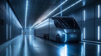 Fototapeta premium A sleek, banner-style cover for a cargo transportation website, with a modern grey and blue color scheme, conveying professionalism and efficiency.