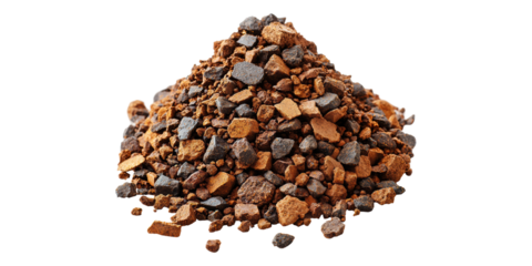 Pile of gravel and rocks isolated on transparent background