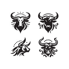 bull silhouette vector logo design illustration