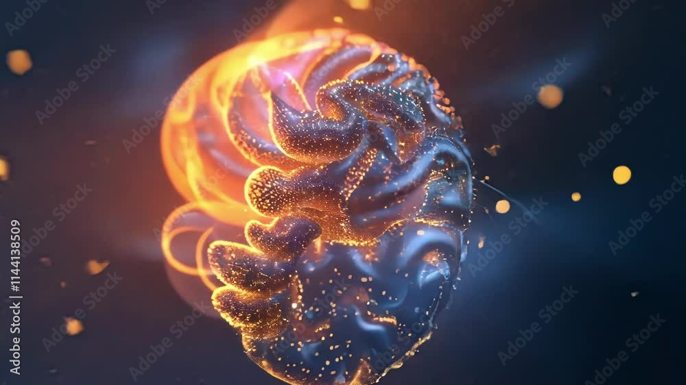 Poster complex digital brain is receiving and processing big data, generating insights and knowledge throug