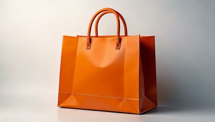 A display shopping bag on the floor on a white background. Marketing and business concept. Sale season.