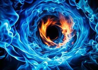 Bright Blue Flame Vortex: Minimalist Worm's Eye View Abstract Art