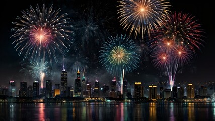 fireworks over the city