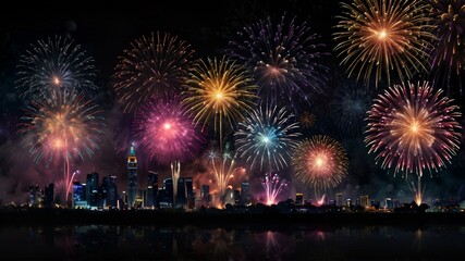 Obraz premium fireworks over the river